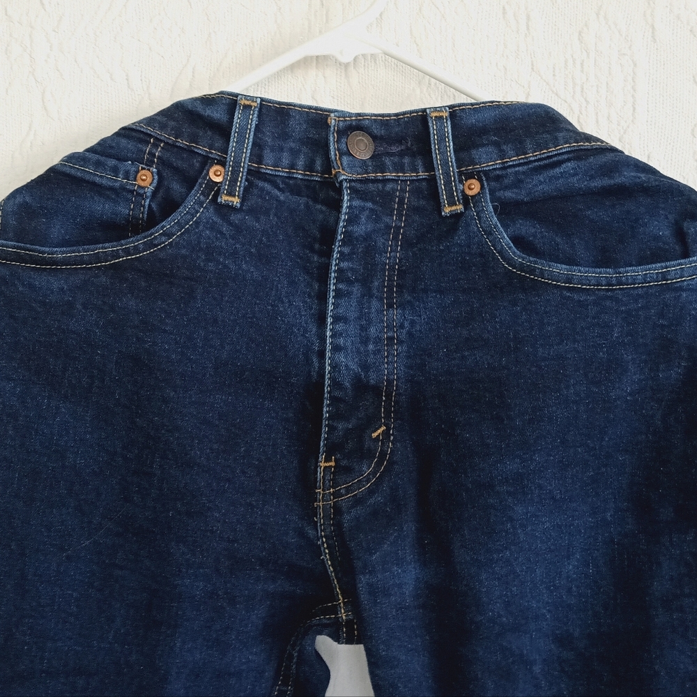 Levi Straiss Dark Blue Classic Straight Leg Jeans 34x32 Western Stylish Basics - Picture 2 of 10